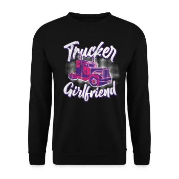 Trucker Truck Driver Girl Vintage - Unisex Pullover - Schwarz - Vorne - Alina (178cm) & Michal (187cm)