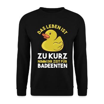 Ente Gummiente Badeente - Unisex Pullover - Schwarz - Vorne - Alina (178cm) & Michal (187cm)