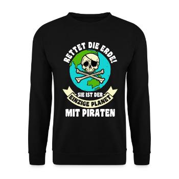 Pirat Piraten - Unisex Pullover - Schwarz - Vorne - Alina (178cm) & Michal (187cm)