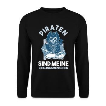 Pirat Piraten - Unisex Pullover - Schwarz - Vorne - Alina (178cm) & Michal (187cm)