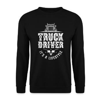 Trucker Truck Driver Vintage Truck - Unisex Pullover - Schwarz - Vorne - Alina (178cm) & Michal (187cm)