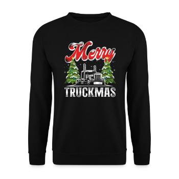 Trucker Truck Driver Christmas Pun - Unisex Pullover - Schwarz - Vorne - Alina (178cm) & Michal (187cm)