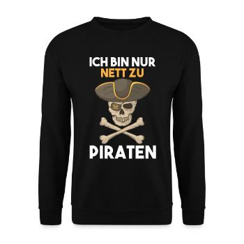 Pirat Piraten - Unisex Pullover - Schwarz - Vorne - Alina (178cm) & Michal (187cm)