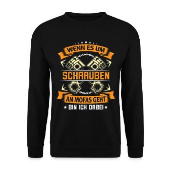 Schrauben Mofa Moped - Unisex Pullover - Schwarz - Vorne - Alina (178cm) & Michal (187cm)