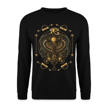 Egyptian Falcon & Sacred Geometry Mystical Symbol - Unisex Sweatshirt - black - Front - Alina (178cm) & Michal (187cm)