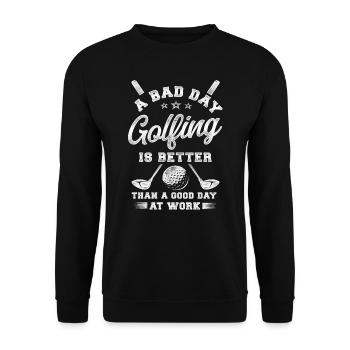 Golf Vintage A Bad Day Golfing Is - Unisex Pullover - Schwarz - Vorne - Alina (178cm) & Michal (187cm)