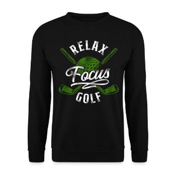 Golf Vintage Relax Focus Golf - Unisex Pullover - Schwarz - Vorne - Alina (178cm) & Michal (187cm)