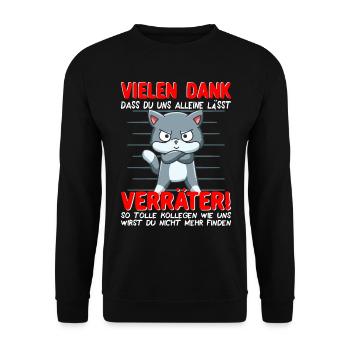 Abschied Kollege Abschiedsgeschenk Jobwechsel Job - Unisex Pullover - Schwarz - Vorne - Alina (178cm) & Michal (187cm)