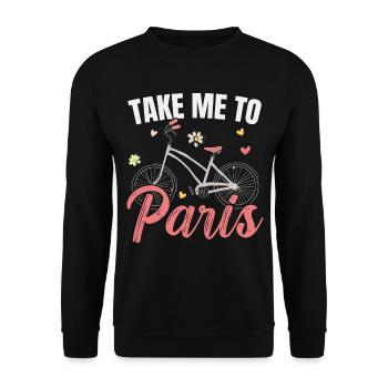 Triff mich in Paris Der Eiffelturm - Unisex Pullover - Schwarz - Vorne - Alina (178cm) & Michal (187cm)