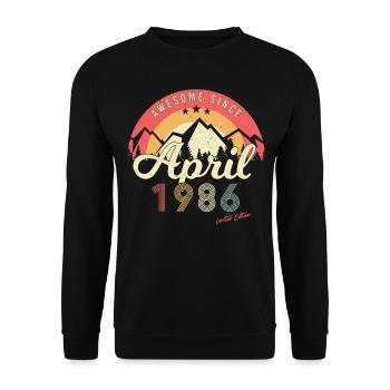 Geboren April 1986 - Unisex Pullover - Schwarz - Vorne - Alina (178cm) & Michal (187cm)