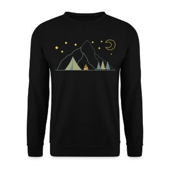 In den Bergen Zelten - Unisex Pullover - Schwarz - Vorne - Alina (178cm) & Michal (187cm)