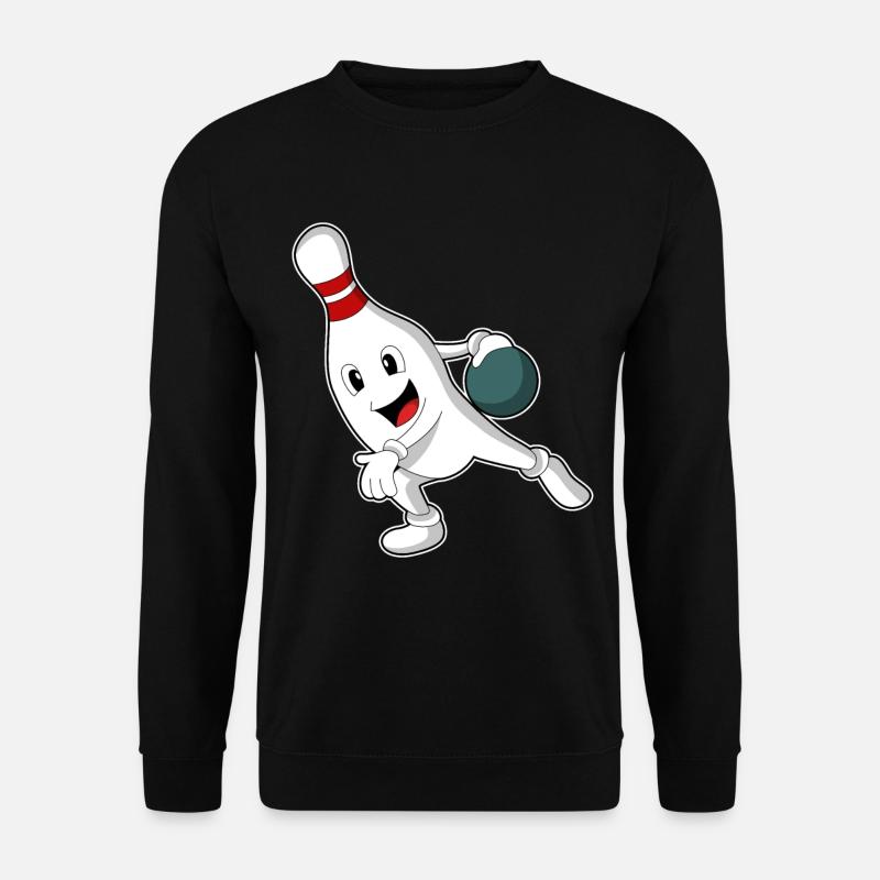 Bowling-Pin beim Bowling mit Bowlingkugel - Unisex Pullover - Schwarz