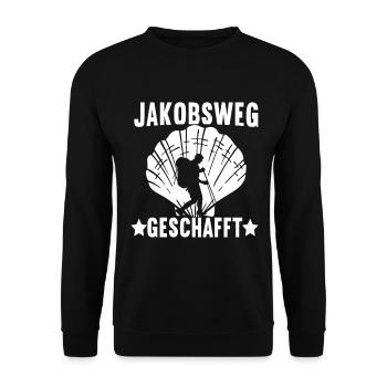 Jakobsweg Pilgern - Unisex Pullover - Schwarz - Vorne - Alina (178cm) & Michal (187cm)