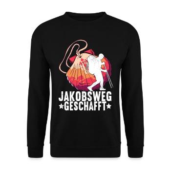 Jakobsweg Pilgern - Unisex Pullover - Schwarz - Vorne - Alina (178cm) & Michal (187cm)