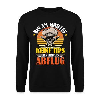 Bin Am Grillen BBQ Bratwurst Steak Grill - Unisex Pullover - Schwarz - Vorne - Alina (178cm) & Michal (187cm)