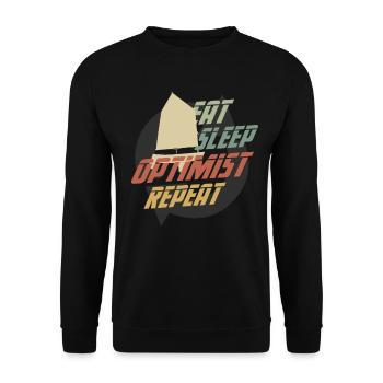 Retro Eat Sleep Optimist Repeat OPTIMIST PRESENT - Unisex Sweatshirt - black - Front - Alina (178cm) & Michal (187cm)
