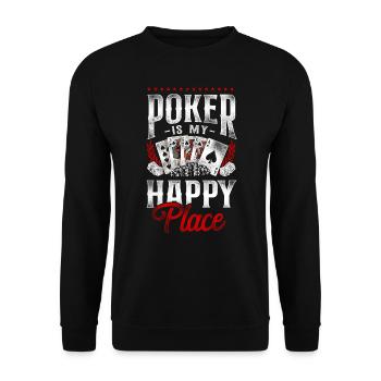 Poker Vintage Poker Is My Happy - Unisex Pullover - Schwarz - Vorne - Alina (178cm) & Michal (187cm)
