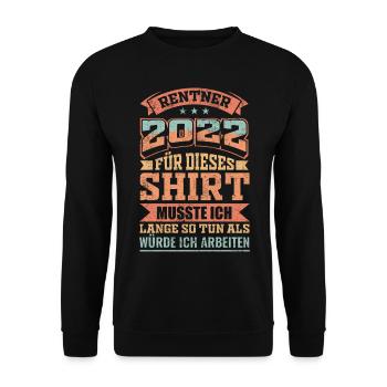 Rentner 2022 Retro Vintage Style - Unisex Pullover - Schwarz - Vorne - Alina (178cm) & Michal (187cm)