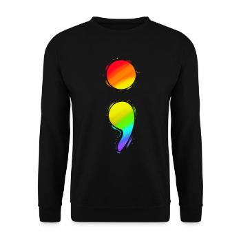 Colorful Semicolon For Mental Health Awareness - Unisex Sweatshirt - black - Front - Alina (178cm) & Michal (187cm)