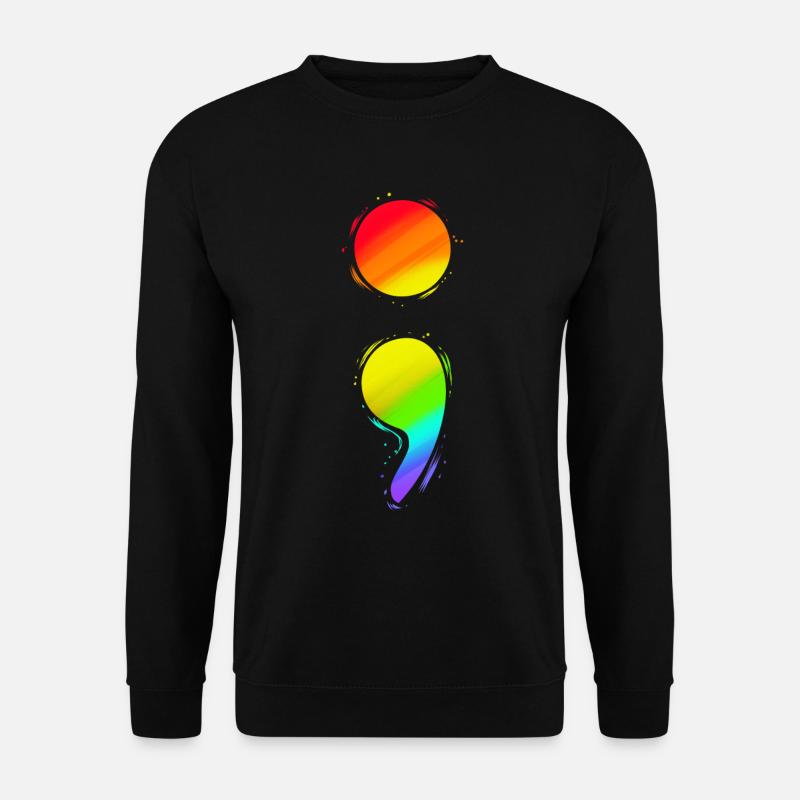 Colorful Semicolon For Mental Health Awareness - Unisex Pullover - Schwarz