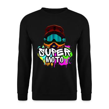 Supermoto / Supermotard / Supermoto Wheelie Biker - Unisex Sweatshirt - black - Front - Alina (178cm) & Michal (187cm)