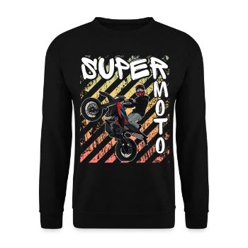 Supermoto / Supermotard / Supermoto Wheelie Biker - Unisex Sweatshirt - black - Front - Alina (178cm) & Michal (187cm)