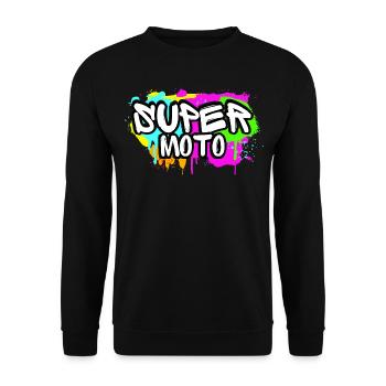 Supermoto / Supermotard / Supermoto Wheelie Biker - Unisex Sweatshirt - black - Front - Alina (178cm) & Michal (187cm)