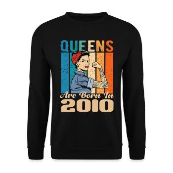Les reines sont nées en 2010 - Sweat-shirt Unisexe - noir - Devant - Alina (178cm) & Michal (187cm)