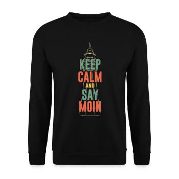 Keep Calm And Say Moin North German Vintage Retro - Unisex Sweatshirt - black - Front - Alina (178cm) & Michal (187cm)