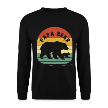Father's Day PapaBear Papa Vintage Retro Bear - Unisex Sweatshirt - black - Front - Alina (178cm) & Michal (187cm)