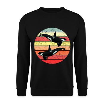 Orca - Retro - Unisex Pullover - Schwarz - Vorne - Alina (178cm) & Michal (187cm)
