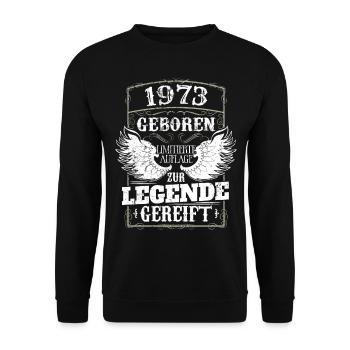 Vintage 1973 Geburtstag Geburtsjahr 1973 Männer - Unisex Pullover - Schwarz - Vorne - Alina (178cm) & Michal (187cm)