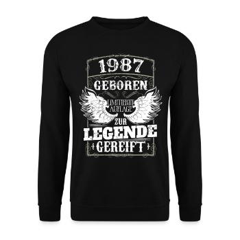 Vintage 1987 Geburtstag Geburtsjahr 1987 Männer - Unisex Pullover - Schwarz - Vorne - Alina (178cm) & Michal (187cm)