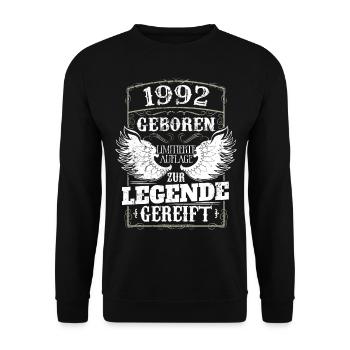 Vintage 1992 Geburtstag Geburtsjahr 1992 Männer - Unisex Pullover - Schwarz - Vorne - Alina (178cm) & Michal (187cm)