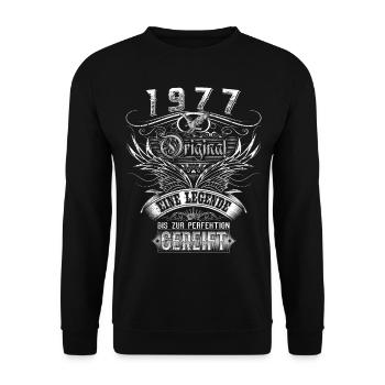 Original 1977 Geburtstag Geburtsjahr 1977 Männer - Unisex Pullover - Schwarz - Vorne - Alina (178cm) & Michal (187cm)