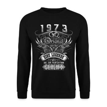Original 1973 Geburtstag Geburtsjahr 1973 Männer - Unisex Pullover - Schwarz - Vorne - Alina (178cm) & Michal (187cm)