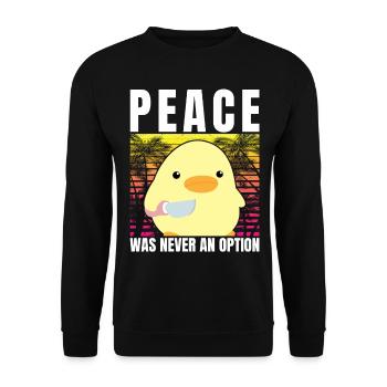 Duck with knife - Peace was never an option - Meme - Unisex Sweatshirt - black - Front - Alina (178cm) & Michal (187cm)