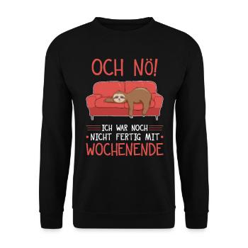 Faultier Montag Sprüche und Geschenke - Unisex Pullover - Schwarz - Vorne - Alina (178cm) & Michal (187cm)