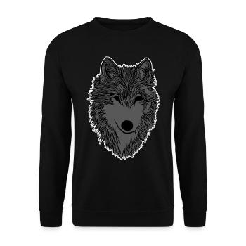 Wolf Aufdruck - Unisex Pullover - Schwarz - Vorne - Alina (178cm) & Michal (187cm)