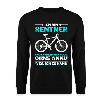 Rentner 2022 Rente Ruhestand Fahrradfahrer - Unisex Pullover - Schwarz - Vorne - Alina (178cm) & Michal (187cm)
