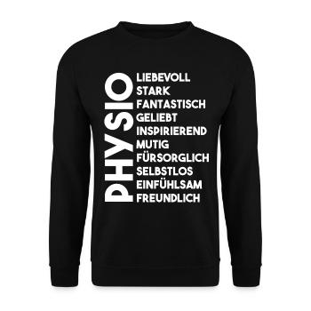 Physio Physiotherapie Physiotherapeut - Unisex Pullover - Schwarz - Vorne - Alina (178cm) & Michal (187cm)