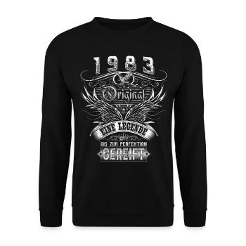 Original 1983 Geburtstag Geburtsjahr 1983 Männer - Unisex Pullover - Schwarz - Vorne - Alina (178cm) & Michal (187cm)