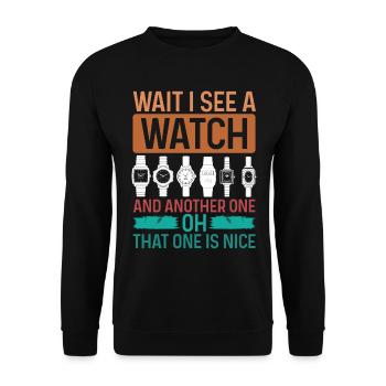 Watch Collecting Retro Wait see a Watch Collector - Unisex Pullover - Schwarz - Vorne - Alina (178cm) & Michal (187cm)