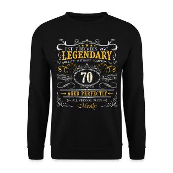 Vintage Legendary - Aged perfectly 70th birthday - Unisex Sweatshirt - black - Front - Alina (178cm) & Michal (187cm)