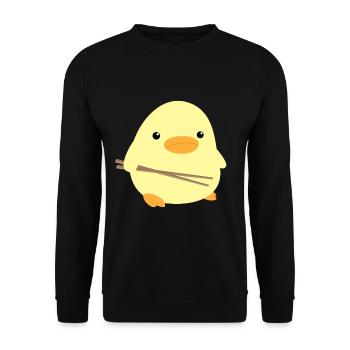 Duck with Chop Sticks - Duck with Chopstick Meme - Unisex Sweatshirt - black - Front - Alina (178cm) & Michal (187cm)