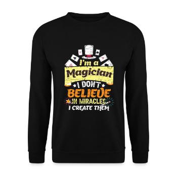Ich bin ein Magier Ich glaube nicht an Wunder I - Unisex Pullover - Schwarz - Vorne - Alina (178cm) & Michal (187cm)