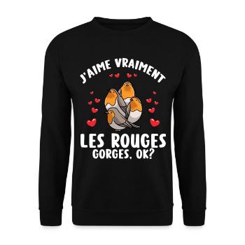 Robin Familiar Humor Bird - Unisex Sweatshirt - black - Front - Alina (178cm) & Michal (187cm)