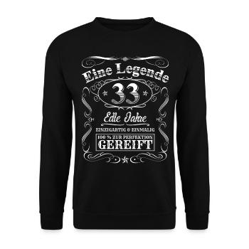 Legende 33 Jahre 33. Geburtstag Männer Frauen - Unisex Pullover - Schwarz - Vorne - Alina (178cm) & Michal (187cm)