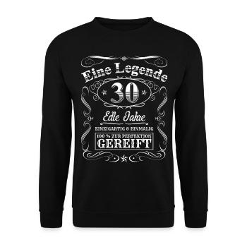 Legende 30 Jahre 30. Geburtstag Männer Frauen - Unisex Pullover - Schwarz - Vorne - Alina (178cm) & Michal (187cm)