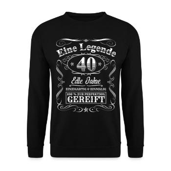 Legende 40 Jahre 40. Geburtstag Männer Frauen - Unisex Pullover - Schwarz - Vorne - Alina (178cm) & Michal (187cm)
